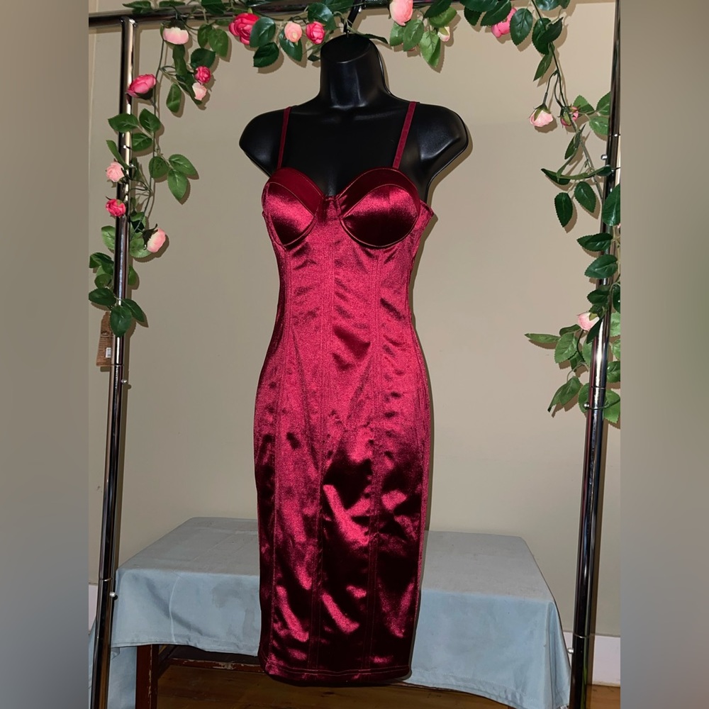 Burgundy Satin Dress